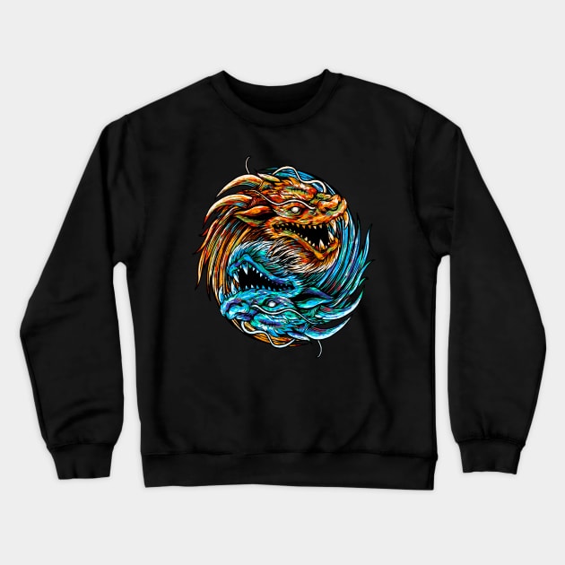 Dragon Yin Yang Backprint Crewneck Sweatshirt by Tuye Project
